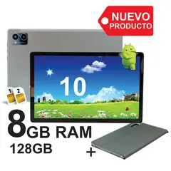 KRONO - Tablet 10 Pulgadas 8GB RAM 128GB Android 13 Doble SIM 4G Gris