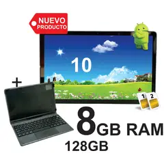 KRONO - Tablet 10 Pulgadas 8GB RAM 128GB Android 13 Doble SIM 4G + Teclado Gris