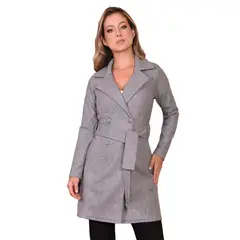 SYK - Gaban Para Mujer De Paño Con Correa Unicolor Moderno Gris