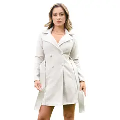 SYK - Gaban Para Mujer De Paño Con Correa Unicolor Moderno Blanco