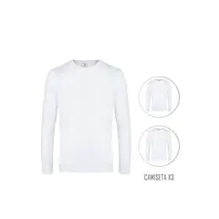 SANTANA - Combo X3 Camiseta Junior Unisex Cuello Redondo Manga Larga Blanco