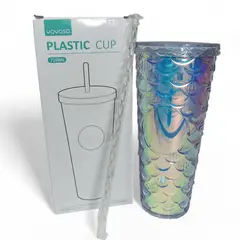 YOYOSO - VASO DE PLASTICO CON TAPA & PITILLO 710ML DEGRADADO - ARCOIRIS