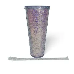YOYOSO - VASO DE PLASTICO CON TAPA & PITILLO 710ML DEGRADADO - MORADO