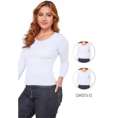 SANTANA - Combo X3 Camiseta Térmica Mujer Blanco