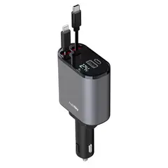 AUTOSKY - Cargador Carro 4 en 1 Carga Rápida 1 Usb + 2 Tipo C + 1 Lightning
