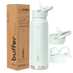 BUFFER FLASK - Termo Botella Termica Agua Acero Inox Buffer 1L + tapas - Verde