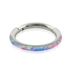 AGHA JEWELRY - Titanio piercing Clicker Aro Bisagra con Opal de lado para Lóbulo cartílago y Helix