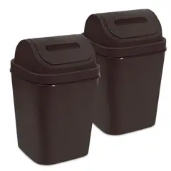 ENERGY PLUS - Kit x2 Cesto de Basura 15L con Tapa Vaivén - Caneca Café