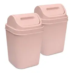 ENERGY PLUS - Kit x2 Cesto de Basura 15L con Tapa Vaivén - Caneca Oro Rosa