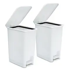 ENERGY PLUS - Kit x2 Cesto de Basura Papelera Pedal 12L Blanco