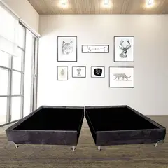 MUEBLES COLOMBIA MUCOL - Base Cama Dividida 200x200 Con Pestaña Grafito