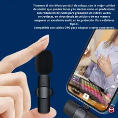 GENERICO - Microfono Inalámbrico De Solapa Celular Tablet Tipo C iPhone