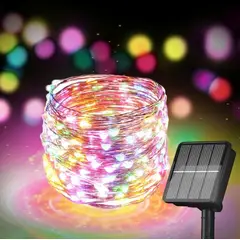 MILOPTS - Luces Pro Navidad Panel Solar Alambre Hada 30 Met 300 Led Multicolor