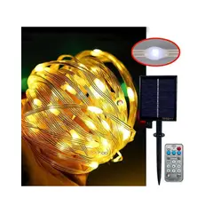 MILOPTS - Luces Navidad Panel Solar Impermeable Fachada 50 M -Cálida+Control