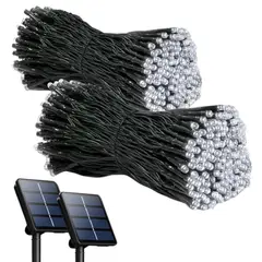 MILOPTS - Luces Pro Navidad Panel Solar Cable Verde 20 Metros 200 Led Blanca