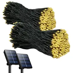 MILOPTS - Luces Pro Navidad Panel Solar Cable Verde 20 Metros 200 Led Cálida Ama