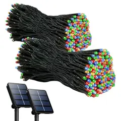 MILOPTS - Luces Pro Navidad Panel Solar Cable Verde 10 Metros 100 Led Multicolor