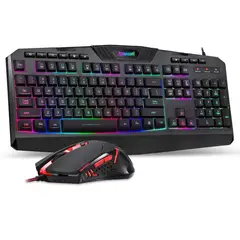 REDRAGON - Kit teclado y mouse gamer s101 español color negro