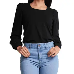 LEC LEE - Blusa b?sica para mujer color negro