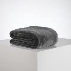 DISTRIHOGAR - Cobija Flannel Fleece 250 gr Chevron Gris 180 x 200 cm