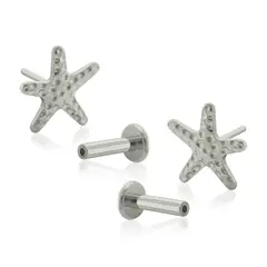 AGHA JEWELRY - Titanio Aretes Piercing Pin a Presión Estrella de Mar para lóbulo