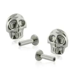 AGHA JEWELRY - Titanio Aretes Piercing Pin a Presión Calavera para lóbulo