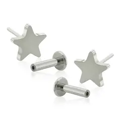 AGHA JEWELRY - Titanio Aretes Piercing Pin a Presión Estrella para lóbulo