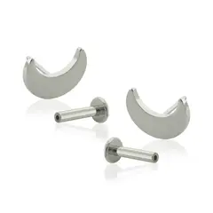 AGHA JEWELRY - Titanio Aretes Piercing Pin a Presión Luna para lóbulo