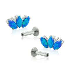 AGHA JEWELRY - Titanio Aretes Piercing Pin a Presión Marquise con Opal para lóbulo