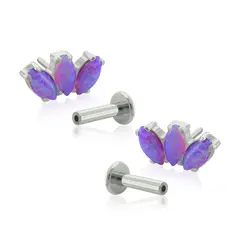 AGHA JEWELRY - Titanio Aretes Piercing Pin a Presión Marquise con Opal para lóbulo