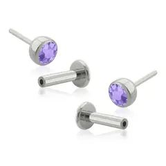 AGHA JEWELRY - Titanio Aretes Piercing Pin a Presión Bezel set Cristal para lóbulo