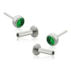 AGHA JEWELRY - Titanio Aretes Piercing Pin a Presión Bezel set Cristal para lóbulo