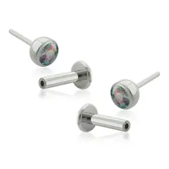 AGHA JEWELRY - Titanio Aretes Piercing Pin a Presión Bezel set Cristal para lóbulo
