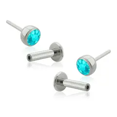 AGHA JEWELRY - Titanio Aretes Piercing Pin a Presión Bezel set Cristal para lóbulo