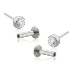 AGHA JEWELRY - Titanio Aretes Piercing Pin a Presión Bezel set Cristal para lóbulo