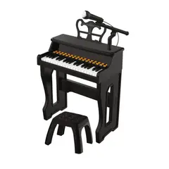 KIDSHOP - Piano Juguete Clasico 37 Teclas Mp3 Niños Con Silla Negro