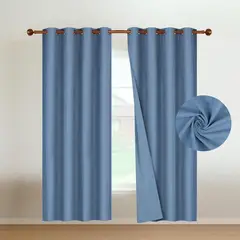 CASATUA - Cortinas Blackout 100% 2Paños 140x220 Lino Doble - Azul