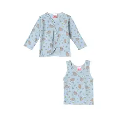 SANTANA - Camiseta Manga Larga + Esqueleto Bebé Niño Azul Acero