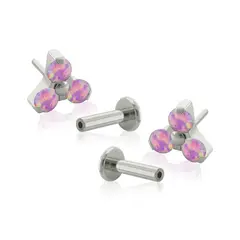 AGHA JEWELRY - Titanio Aretes Piercing Pin a Presión Trinity con Opal para lóbulo