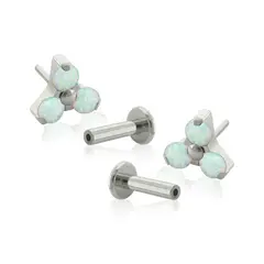 AGHA JEWELRY - Titanio Aretes Piercing Pin a Presión Trinity con Opal para lóbulo