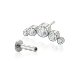 AGHA JEWELRY - Titanio Arete Piercing Pin a Presión Curvo 5 joyas Cristal Zirconia Cúbica para Lóbulo