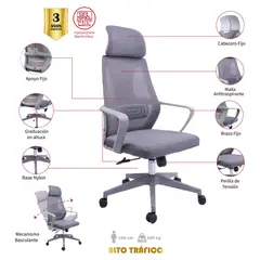 MUEBLESYA - Silla De Oficina Puerto López Presidente Malla Gris