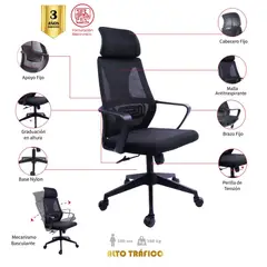 MUEBLESYA - Silla De Oficina Pore Presidente Negra