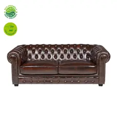 GENERICO - Sofá moderno y elegante Chesterfield 3 plazas en cuero