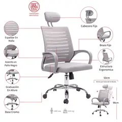 MUEBLESYA - Silla De Escritorio y Oficina San Carlos Marco Gris Confort Operativa