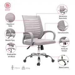MUEBLESYA - Silla De Oficina Junin Marco Gris