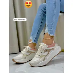 EVEGONZ - Tenis Deportivo En Cuero Zapato Confortable de Mujer en Cuero