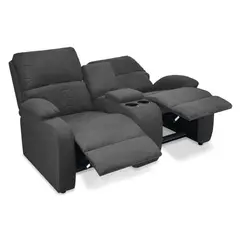 ELITE LIVING - SOFA RECLINABLE ZEN REST 2P CONSOLA MICROFIBRA GRIS PLOMO