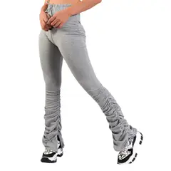 VIA7 - Pantalon tipo leggins bota amplia recogida americano gris