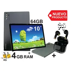 KRONO - Tablet 10 Pulgadas 4GB RAM Doble SIM Android 14 64GB + Audífonos Gris